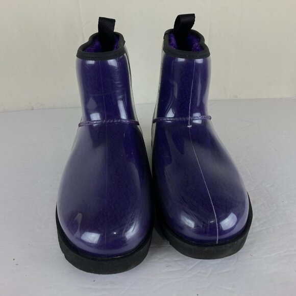 UGG Women Sz 9 Classic Clear Purple Sherpa Lined Clear Mini Boot Ankle Pull On - Picture 3 of 10